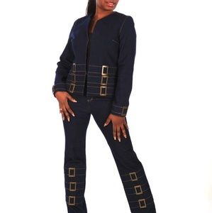 Blue Jean Denim set with buckles.